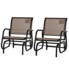 Outsunny 2 Piece Outdoor Glider Chair Set, Swing Chair with Breathable Mesh Fabric, Curved Armrests for Porch, Garden, Poolside, Balcony, Brown - 4 of 4