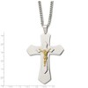 Chisel Stainless Steel Polished Yellow IP-plated Large Crucifix Pendant on a 24" Curb Chain Necklace - 4 of 4