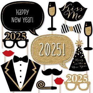 Big Dot of Happiness New Years Eve Party - Gold - 2025 New Year's Photo Booth Props Kit - 20 Count - 1 of 4