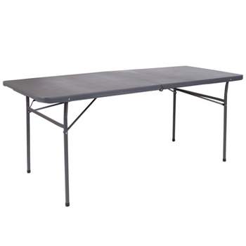 Emma and Oliver 6-Foot Bi-Fold Plastic Banquet and Event Folding Table with Handle