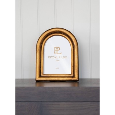 Petal Lane 5"x7" Delicate Arch Table Frame: Luxury Resin Easel Stand, Glam Rectangle Photo Holder