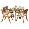 Hermosa 5pc Acacia Wood Patio Dining Set with Cushions - Teak Finish - Christopher Knight Home: Outdoor Furniture, 4 Arm Chairs & Square Table - 2 of 4