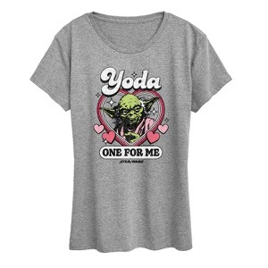 Women's - Star Wars - Valentine Yoda One For Me Short Sleeve Graphic T-Shirt - 1 of 4