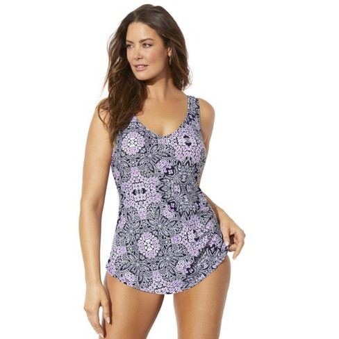 Swim 365 Women's Plus Size High-neck Swim Romper - 22, Blue : Target