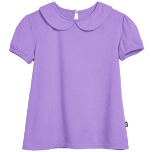 City Threads USA-Made Girls Soft Cotton Jersey Peter Pan Collar Short Sleeve Puff Tee - 1 of 4