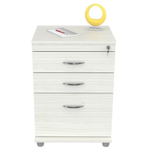 3 Drawer Locking File Cabinet Washed Oak Inval Target