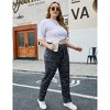 Plus Size Women's Casual Pants - Navy Camo High Waist Stretch Cargo Pants with Front Pockets - 4 of 4