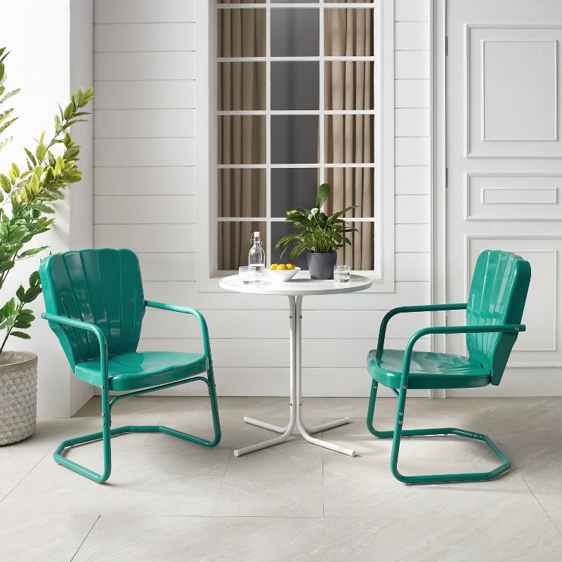 Ridgeland 3pc Outdoor Bistro Set with Table &#38; 2 Chairs - Turquoise Gloss - Crosley, 6 of 15