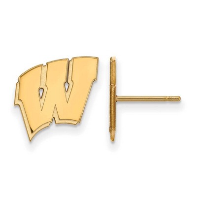 Black Bow Jewelry 14k Yellow Gold Wisconsin Badgers NCAA Post Earrings