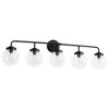 POWLIG 38.98-in 5-Light Matte Black Bathroom Light Fixtures Over Mirror Vanity Lighting with Clear Glass Globe Shades - 4 of 4