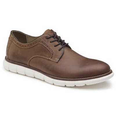 Johnston & Murphy Men's Holden Oiled Leather Plain Toe Dress Casual Lace-up Shoe, Tan Oiled Full Grain, Size 11