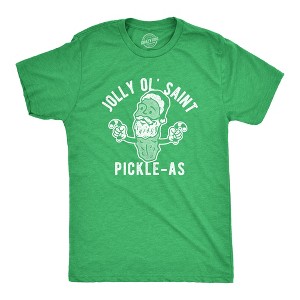 Mens Jolly Ol Saint Pickle-As T Shirt Funny Christmas Santa Pickle Graphic Tee - Crazy Dog Men's T Shirt - 1 of 4
