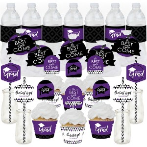 Big Dot of Happiness Purple Grad - Best is Yet to Come - Purple Graduation Party Favors and Cupcake Kit - Fabulous Favor Party Pack - 100 Pieces - 1 of 4