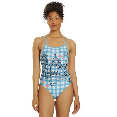 Sporti Paris Bistro Blues Thin Strap One Piece Swimsuit (22-44)