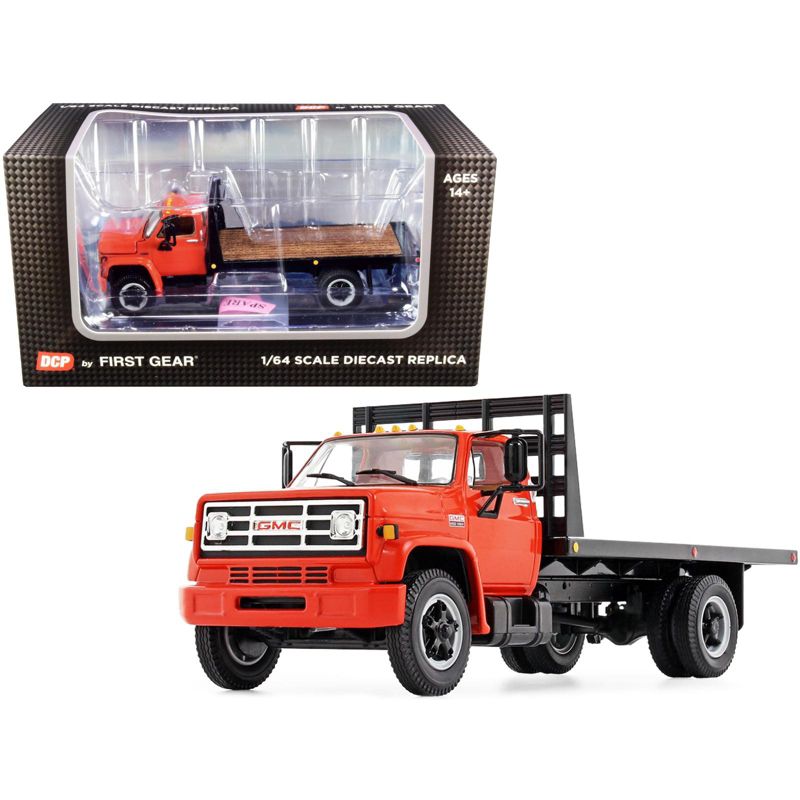 GMC 6500 Flatbed Truck Orange 1/64 Diecast Model by DCP/First Gear, 1 of 4