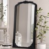 PexFix 30 in. W x 69 in. H Rustic Arched Solid Wood Framed DIY Carved Full Length Mirror in Black - 2 of 4