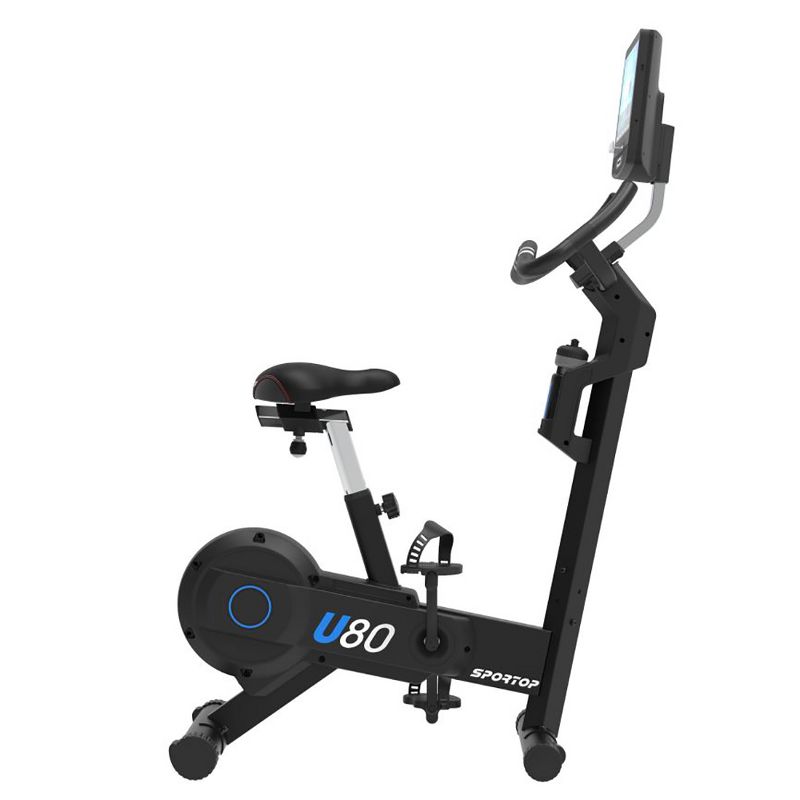 Sportop U80 Indoor Home Workout Bike Stationary Fitness Comfortable Cycler Exercise Machine with 12 Pre Programmed Trainings and Monitor Screen, Black, 2 of 6
