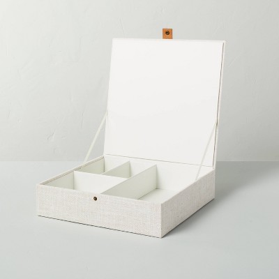 Fabric Divided Jewelry Box Cream - Hearth &#38; Hand&#8482; with Magnolia