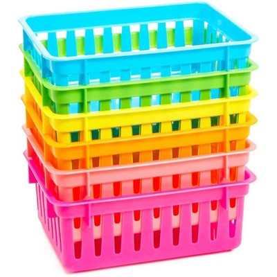 Colorful Small Plastic Classroom Storage Bins, 12 Pack
