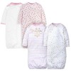 Gerber Baby Girls' Long Sleeve Gowns with Mitten Cuffs - 4-Pack - 4 of 4