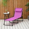 Resenkos Acacia Wood Lounger With Wheels, Adjustable Outdoor Sun Lounger, Comfortable Relaxation Chair, White - 3 of 4