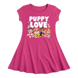 Girls' - Paw Patrol - Puppy Luv Fit & Flair Cap Sleeve Graphic Dress - 1 of 4