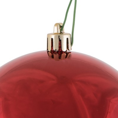 Vickerman 6" Red Shiny Shatterproof Plastic Ball Ornaments, Set of 4