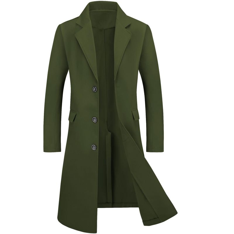 Lars Amadeus Men's Winter Single Breasted Notched Lapel Long Overcoat, 1 of 7