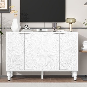 Sapphtopaz Modern TV Stand for TVs Up to 55"Media Entertainment Center with Carved Door TV Console with Adjustable Shelf for Living Room - 1 of 4