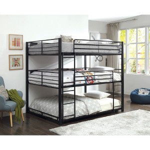 Triple Queen Bed Frame with Two Ladders and Guard Rails - 1 of 4