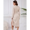 Clearlove Women's Winter Long Sleeve V Neck Asymmetrical Knit Sweater Dresses - 4 of 4