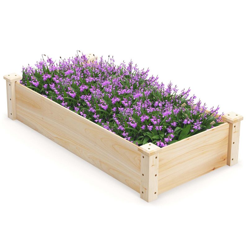 Costway Raised Garden Bed Fir Wood Wooden Square Wood Planter Box for Flower Outdoor, 1 of 11