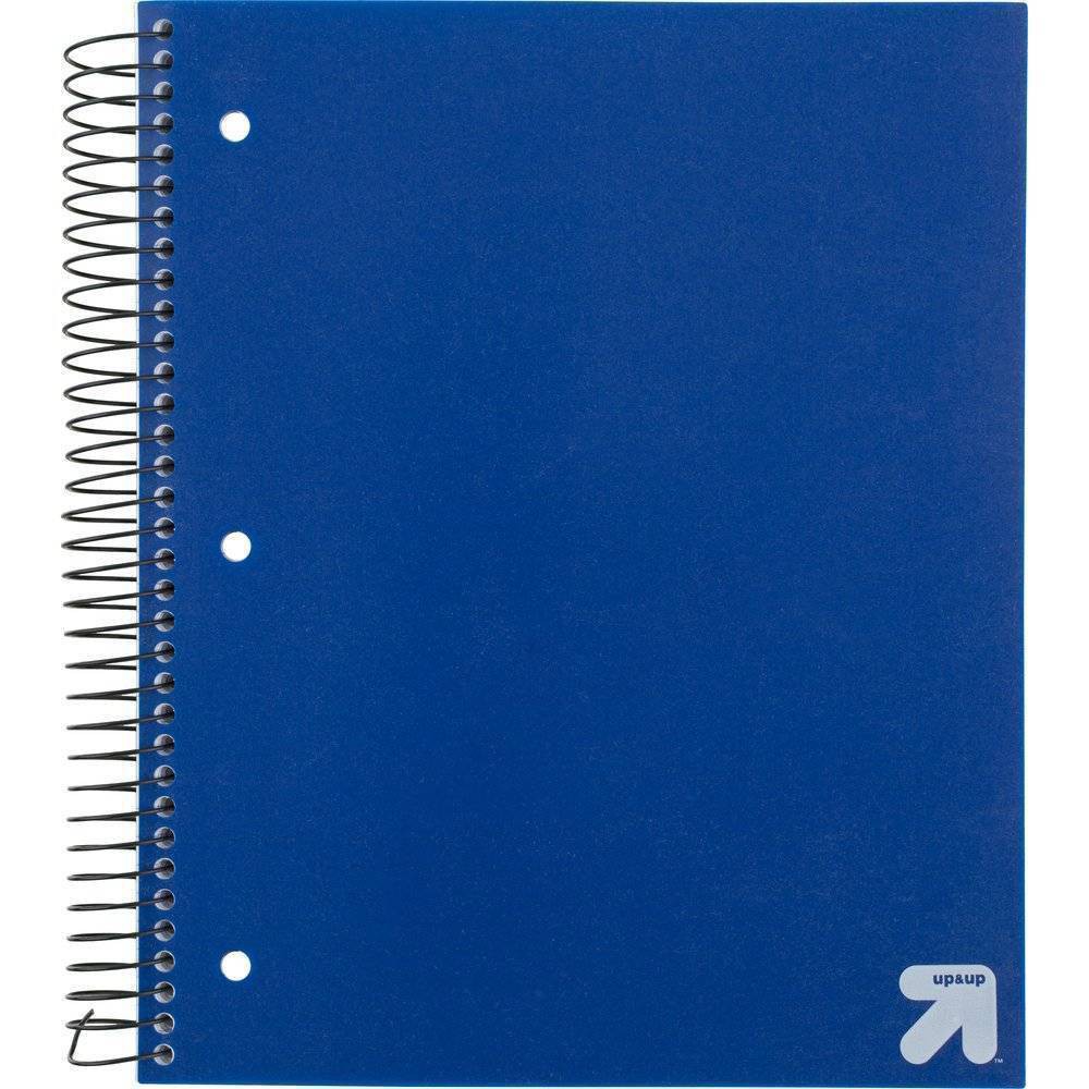 Spiral Notebook 5 Subject Wide Ruled 200 Sheets Blue - up & up