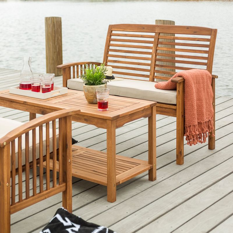 Ravenscroft 3pc Acacia Wood Patio Chat Set with Coffee Table - Saracina Home, 5 of 10