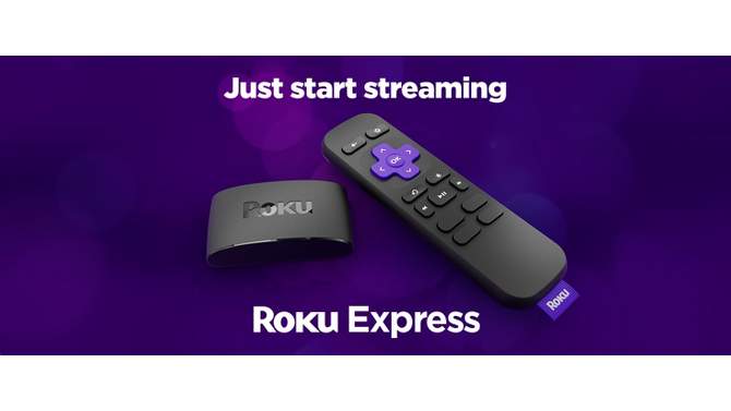 Roku Express HD Streaming Device with High-Speed HDMI Cable, Standard Remote, and Wi-Fi, 2 of 8, play video