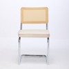 DOMETOUR Modern Velvet Dining Chairs Set of 2 with Natural Cane Back & Stainless Chrome Base Upholstered Rattan Chairs - 2 of 4