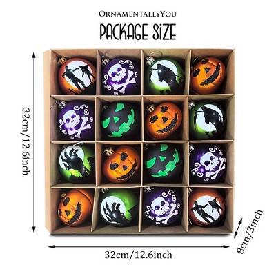 Spooky Horror Shatterproof Halloween Ornament Set, 16 Pieces