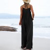 Women's Wide Leg Overalls Adjustable Strap Pockets Side Slit Casual Loose Fit Jumpsuit - 3 of 4
