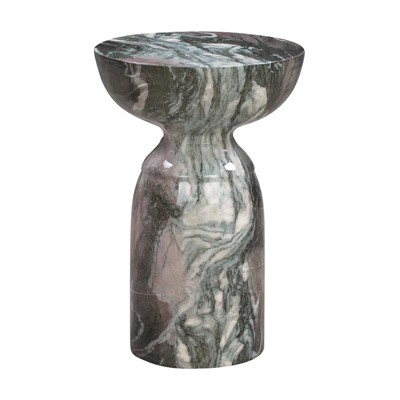 Gray Marble Finish Round Concrete Side Table