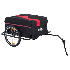 Aosom Bicycle Cargo Trailer, Two-Wheel Bike Luggage Wagon Trailer with Removable Cover, Red - 1 of 4