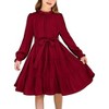 Arshiner Girls Long Sleeve Dress Tween Fall Formal Party Holiday Midi Tiered Flowy Swing Dresses with Belt - 4 of 4