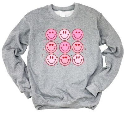 Simply Sage Market Women's Graphic Sweatshirt Valentine Smiley Face Chart