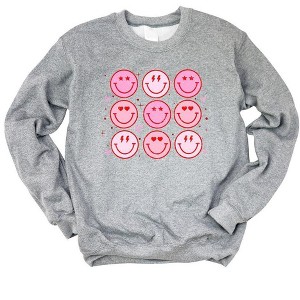 Simply Sage Market Women's Graphic Sweatshirt Valentine Smiley Face Chart - 1 of 3
