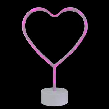 Northlight 11.5" Battery Operated Neon Style LED Valentine's Day Heart Table Light - Pink