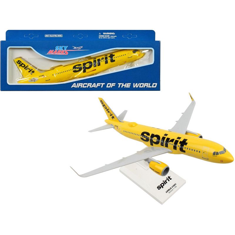 Airbus A320neo Commercial Aircraft with Wi-Fi Dome "Spirit Airlines" (N320NK) Yellow (Snap-Fit) 1/150 Plastic Model by Skymarks, 1 of 4
