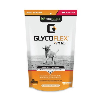 Vetriscience Laboratories GlycoFlex Plus Joint Support Bite-Sized Bacon Flavor Dog Chews, 120 ct
