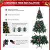 Angel Sar 7FT Snow Flocked Christmas Tree, DIY 150 Warm Lights with Remote, 1100 Branch Tips, Metal Stand, Green & White Tipped - 4 of 4