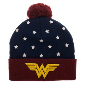 Wonder Woman Navy Red Juniors Beanie Cap Hat Licensed - 1 of 1