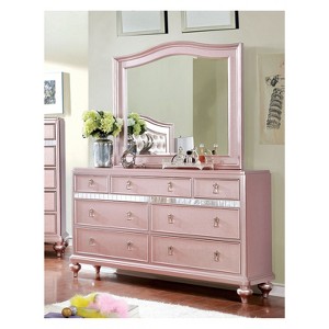 Arehart Contemporary Mirror Trim Dresser And Camelback Mirror Set Rose Pink - HOMES: Inside + Out: Bedroom Storage with 7 Drawers - 1 of 3