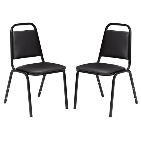 Black Vinyl Padded Back Metal Chair